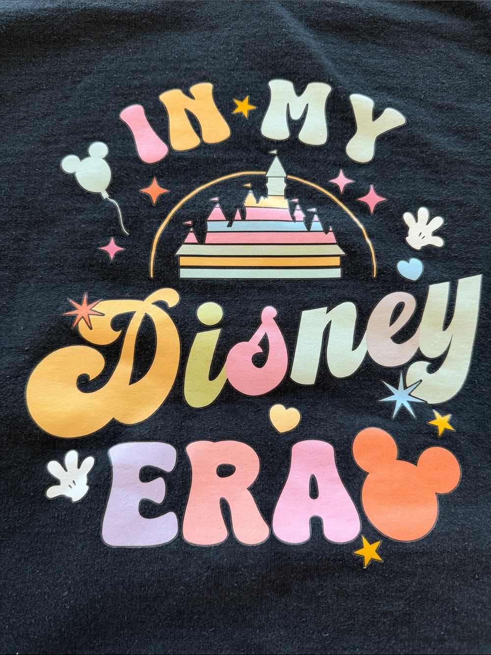 “In My Disney Era” Black Women’s Sweatshirt with Pastel Disney Castle Graphic